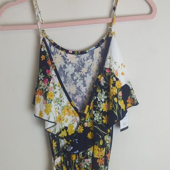 NWT Cottagecore Faux Wrap Maxi Patchwork Dress Ruffles Tiered Women's 8/10 - Picture 5 of 11